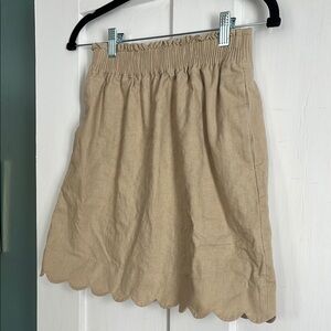 J. Crew Tan Smocked A-Line Mini Skirt